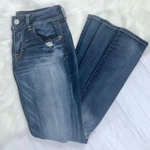 American Eagle Sequin Kick Boot Distressed Jeans
